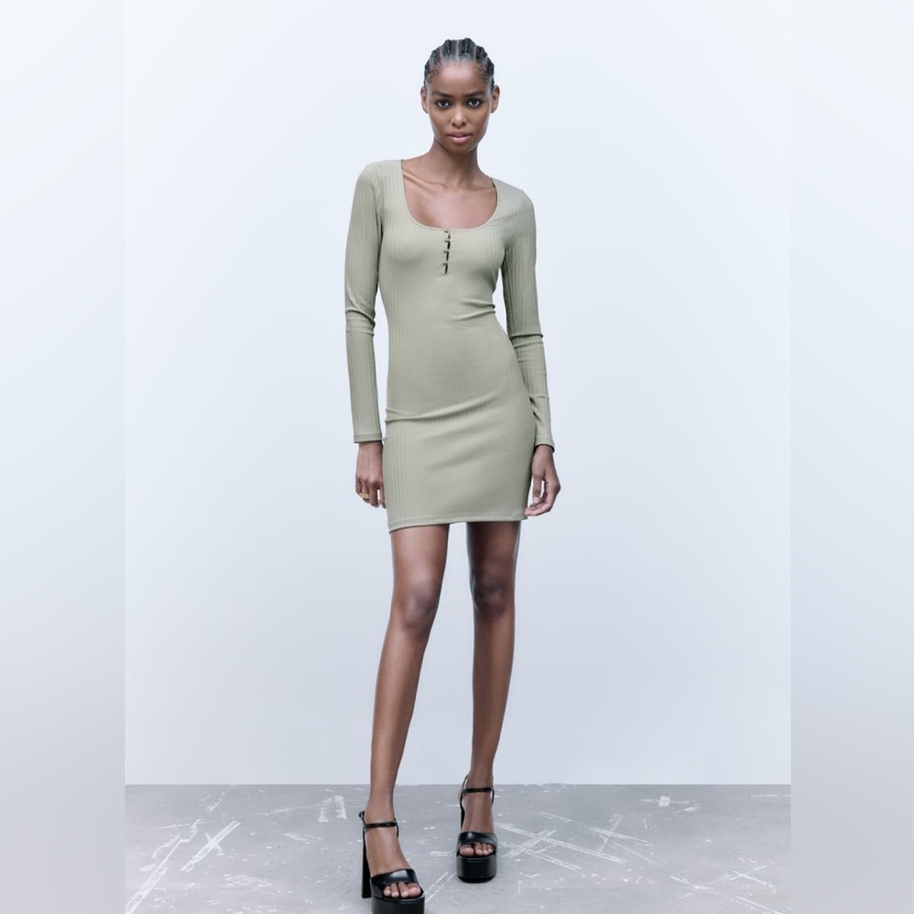 Zara ribbed dress with buttons